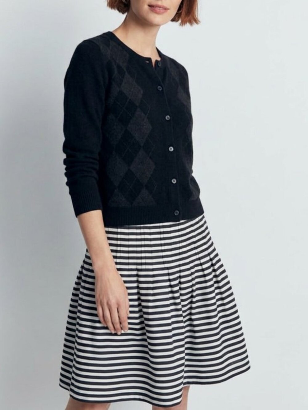 Akris Punto 100% Cotton Drop Waist Striped Black and White Skirt Size 8